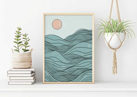 Abstract Landscape Printable Wall Art, Ocean Waves Print, Boho Beach Print, Beach House Decor, Ab... | Etsy (US)