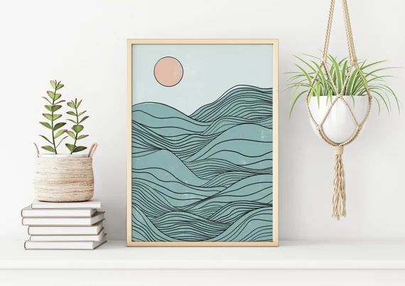 Abstract Landscape Printable Wall Art, Ocean Waves Print, Boho Beach Print, Beach House Decor, Ab... | Etsy (US)