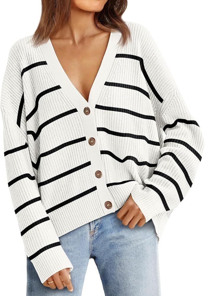 LILLUSORY Women's Cardigan Sweaters 2023 Fall Oversized Open Front Button V Neck Lightweight Card... | Amazon (US)