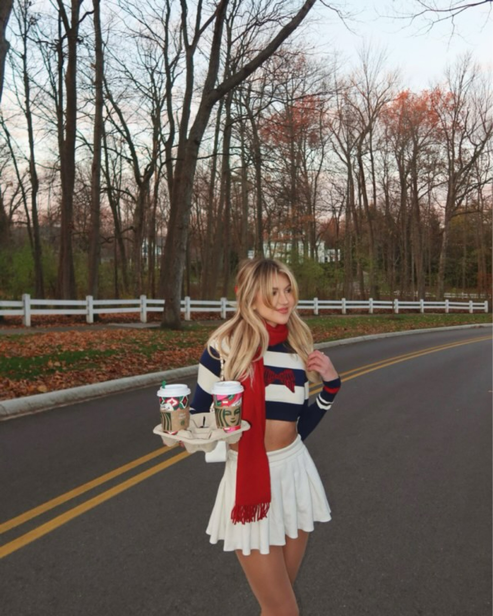 Casual but CUTE 🥰 shop this holiday styled outfit I love! 

Casual holiday outfit inspo - white mini skirts - red scarfs - sweater ideas - striped sweater - trendy fashion finds 

#LTKstyletip #LTKSeasonal #LTKHoliday