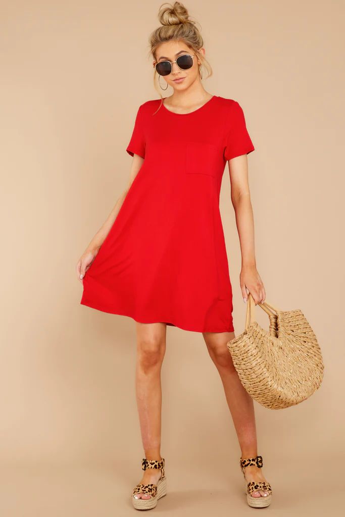 Smiling Trail Red T-Shirt Dress | Red Dress 