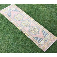 Hand Knotted Rug Runner, Oushak Runner Rug, Turkish Vintage Oriental Kitchen Home 2'6""x9'6"" Feet | Etsy (US)