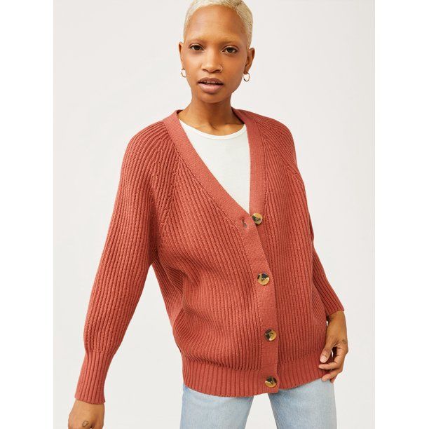 Free Assembly Women's V-Neck Cardigan Sweater | Walmart (US)