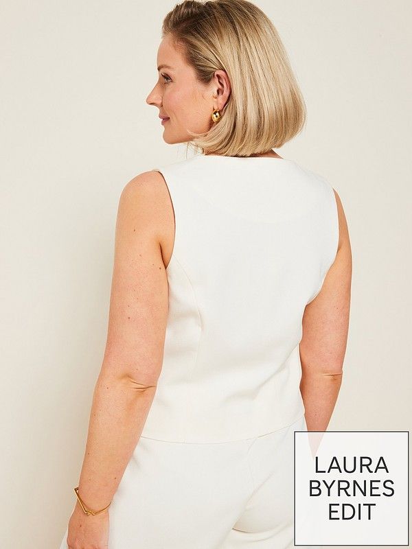 X Laura Byrnes Double Button Waistcoat - Cream | Very (UK)