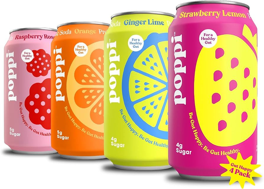 POPPI Sparkling Prebiotic Soda, Starter 4-Pack, w/Gut Health & Immunity Benefits, Beverages w/App... | Amazon (US)