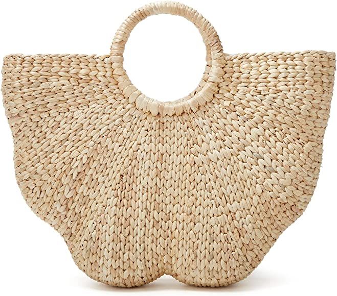 Tote Bag for Women Large Straw Beach Bag Summer Woven Tote Bags Straw Hobo Handbag Purse Fashion Moo | Amazon (US)