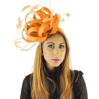 Fireball Orange Fascinator Hat For Weddings, Kentucky Derby With Headband | 40 Colours | Etsy (US)