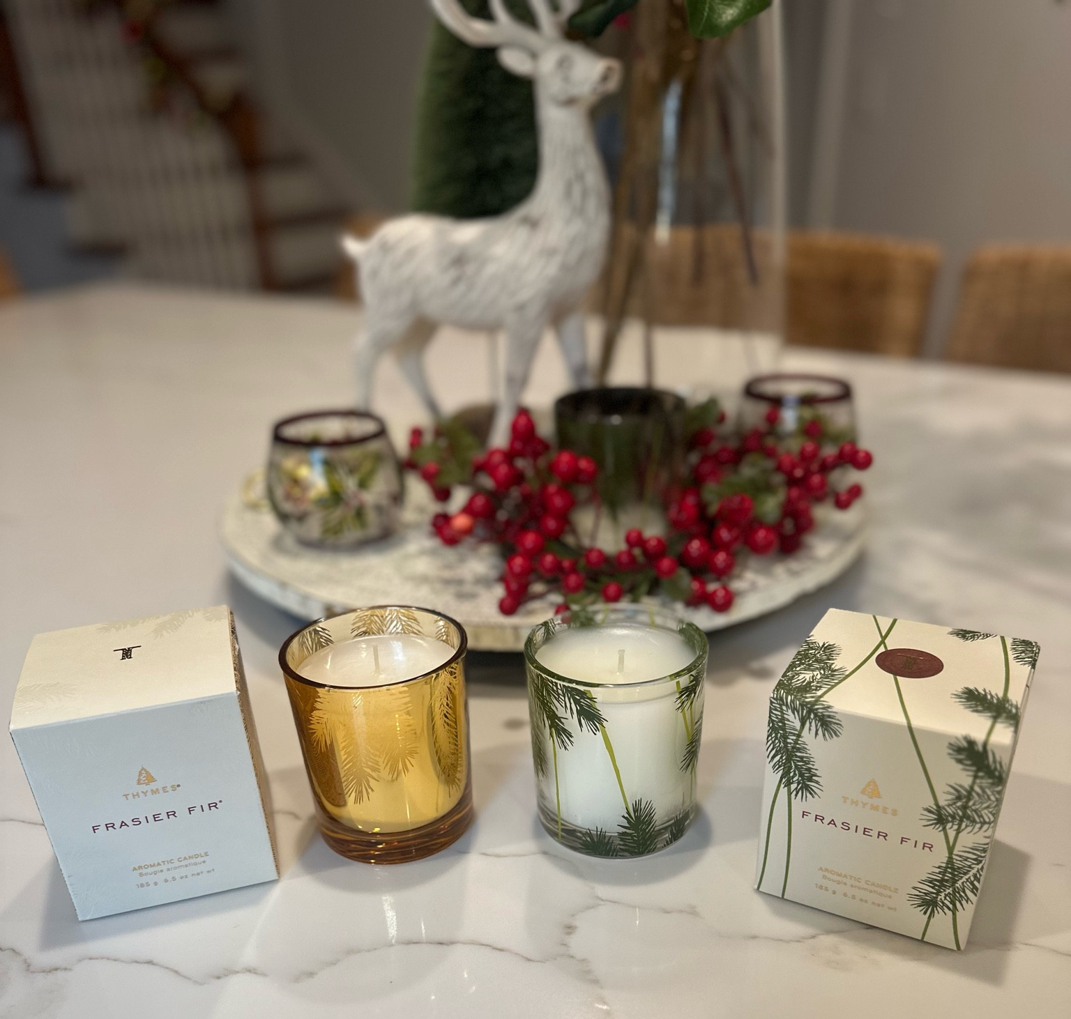 Thymes Frasier Fir candles 

#LTKHoliday #LTKhome #LTKSeasonal