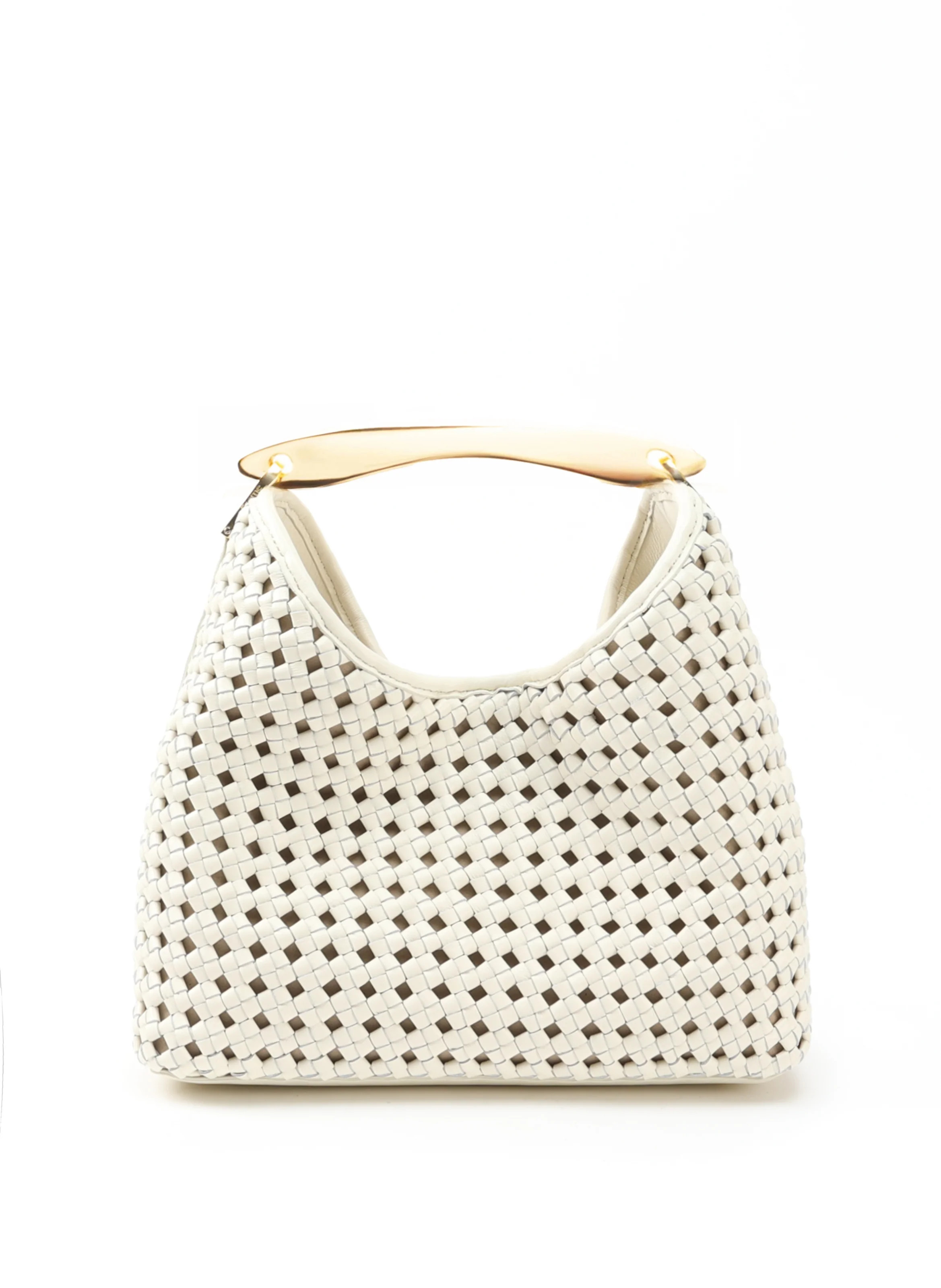 Boomerang Woven Leather Ivory - Summer Woven Bag - Elleme | Elleme