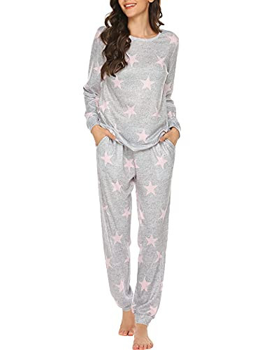 Ekouaer Womens Jogger Pajama Sets Long Sleeve Sleepwear Round Neck Nightwear Soft Pjs Lounge Sets... | Amazon (US)