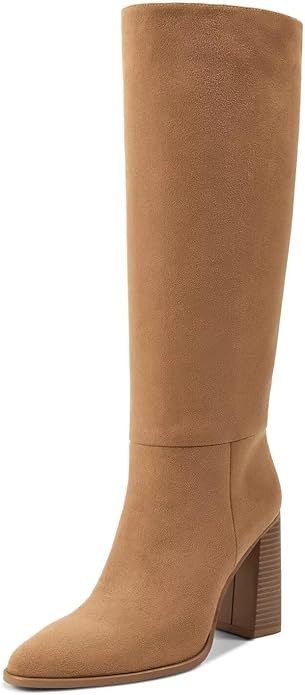 wetkiss Knee High Boots Women with No Zipper Slip On Boots for Work Date Dress Party Club Shoes | Amazon (US)