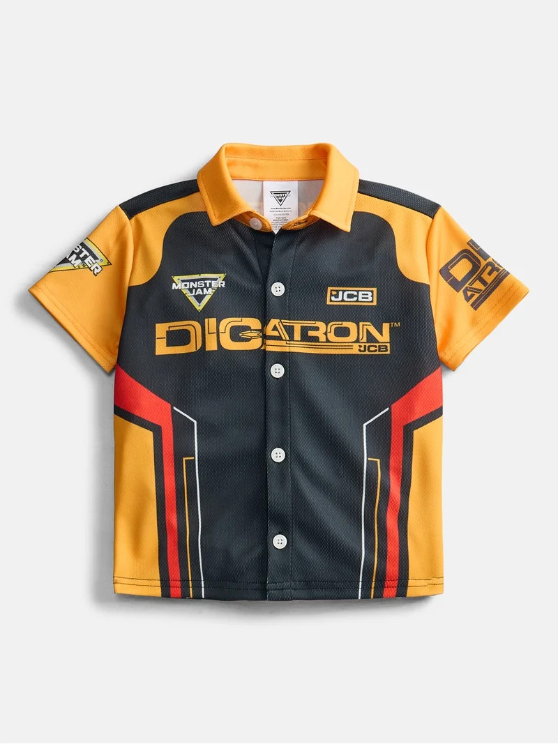 Monster Jam Digatron Toddler Boys Button Shirt with Short Sleeves, Sizes 12M-5T | Walmart (US)