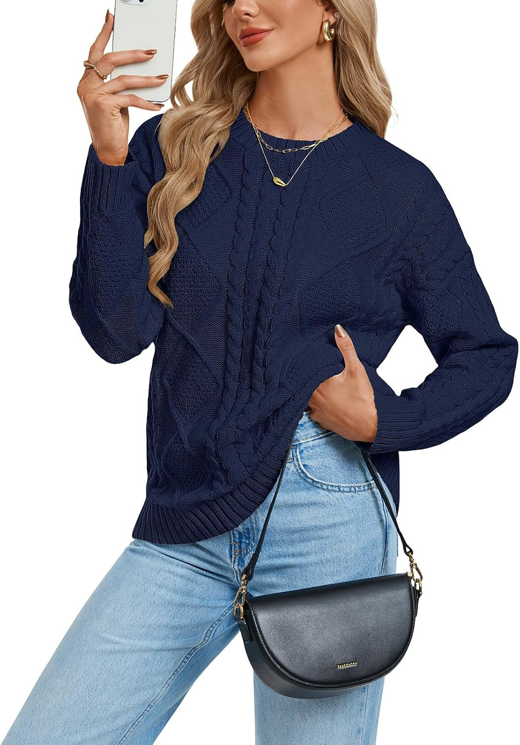 GRACE KARIN Cable Knit Sweaters for Women Oversized Fall Sweaters Cute Tops | Amazon (US)