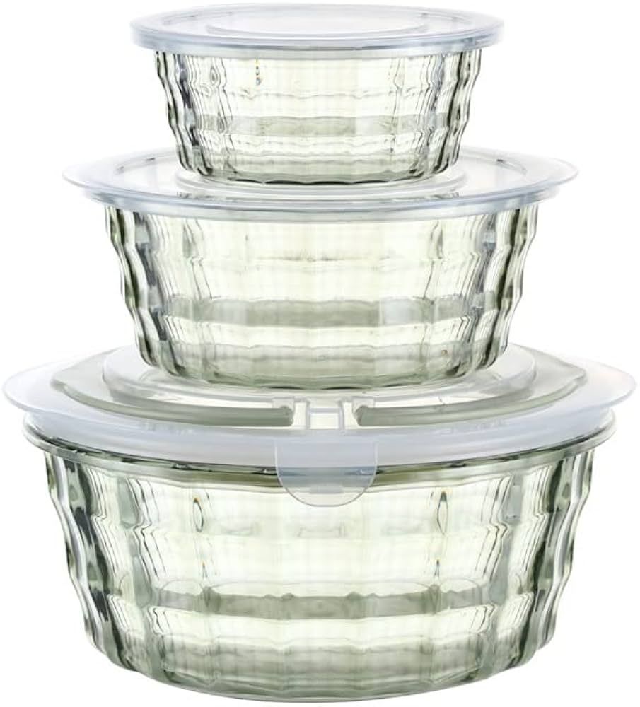 Taiuloo Set of 3 Salad Bowls with Lids, Food Storage Bowls with Lids & Handles, Kitchen Meal Prep... | Amazon (US)