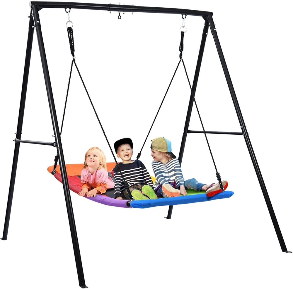 Trekassy Swing Sets for Backyard, 440lbs Heavy Duty A-Frame Metal Stand with 60" Large Platform S... | Amazon (US)