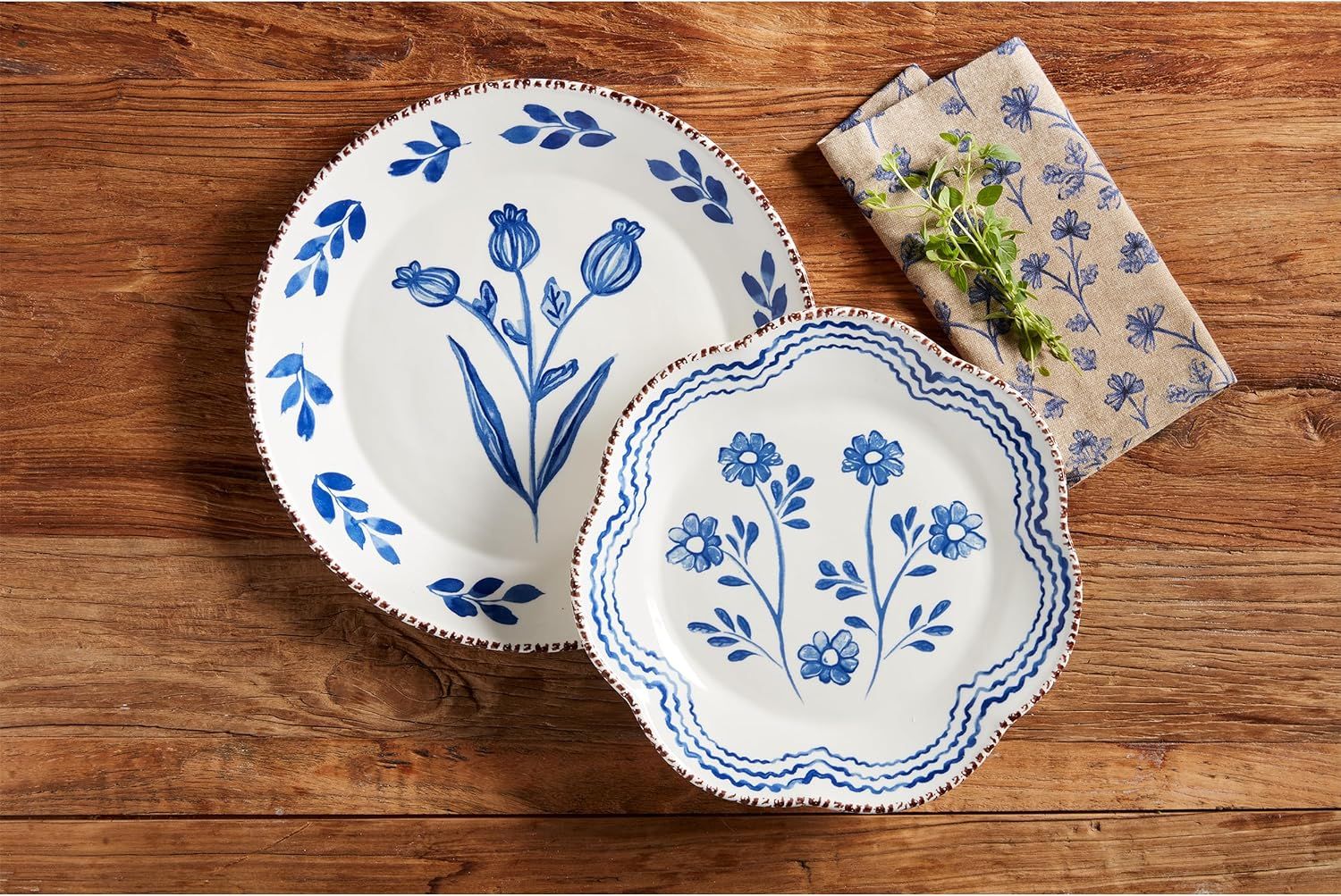 Mud Pie Nested Blue Floral Platters; Small 11" Dia | Large 12 3/4" Dia | Amazon (US)