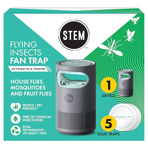 STEM Flying Insect Fan Trap for Indoor Bug Control, Attracts Mosquitoes, Fruit Flies, and House Flies, Plug-in Fan with UV Light, Starter Kit Includes 1 Device and 5 Glue Traps | Amazon (US)