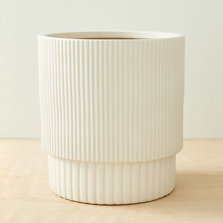Fluted Indoor/Outdoor Planters - White | West Elm (US)