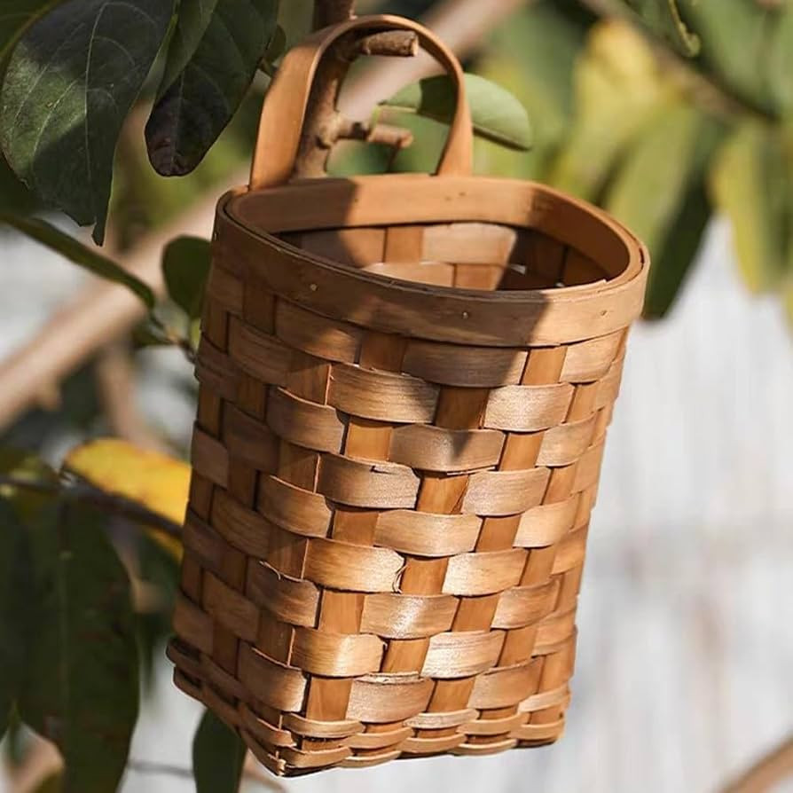 Cabilock Handwoven Wicker Hanging Basket 9.84X6.69X10.62In Rustic Wall Storage Planter for Kitche... | Amazon (US)