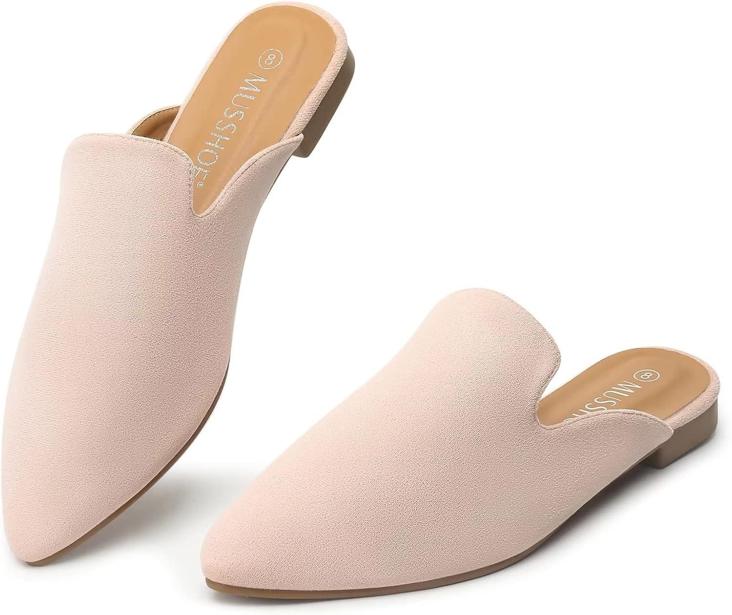 MUSSHOE Mules for Women Flats Comfortable Pointed Toe Women Mules | Amazon (US)