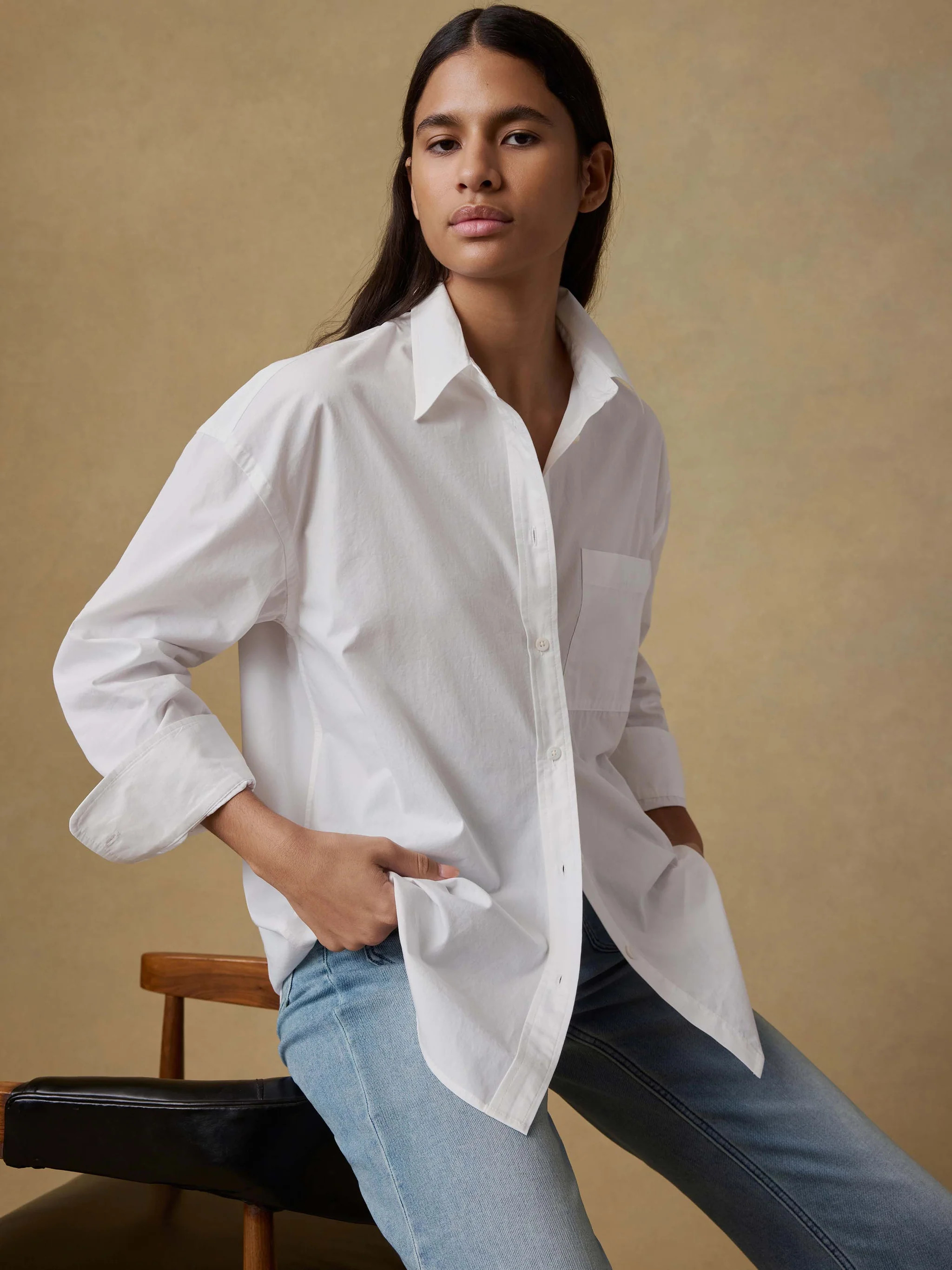 Coastal Poplin Relaxed Shirt - White | Faherty