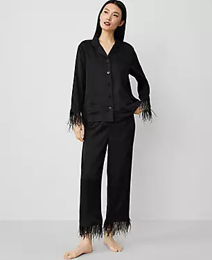 Feather-Trim Pajama Set | Ann Taylor (US)