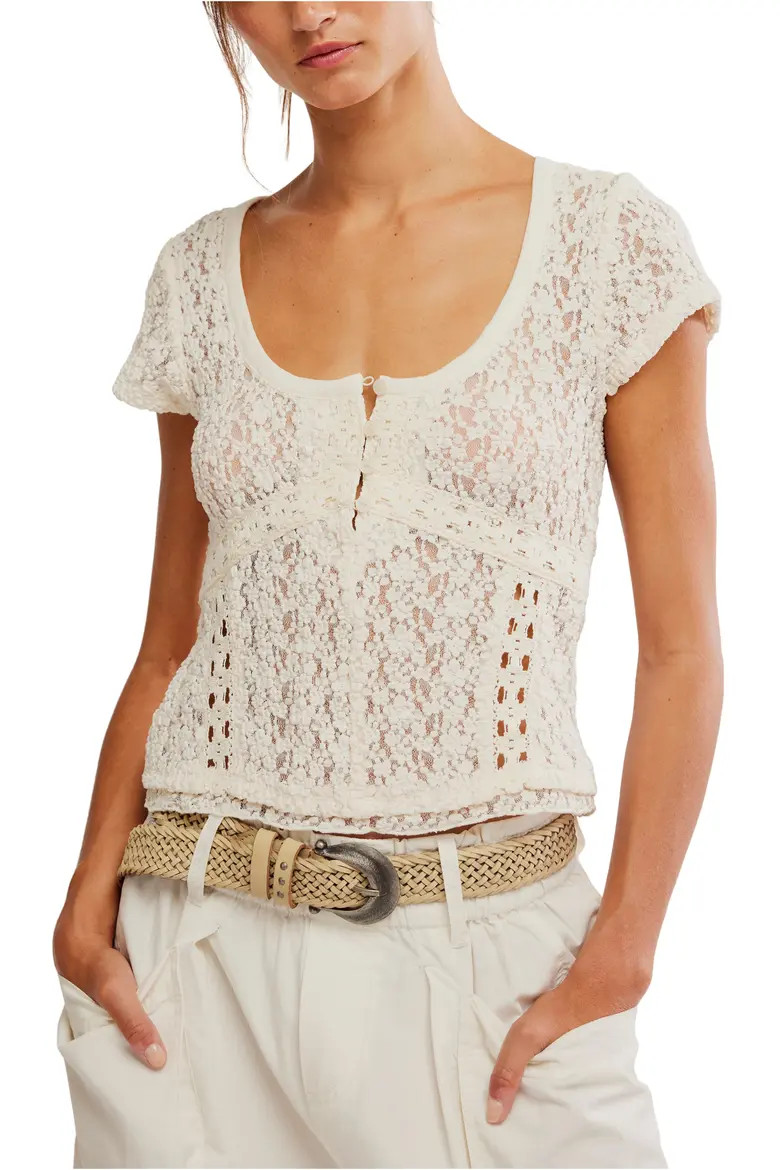 Claro Semi Sheer Lace & Tulle Top (Women) | Nordstrom | Nordstrom