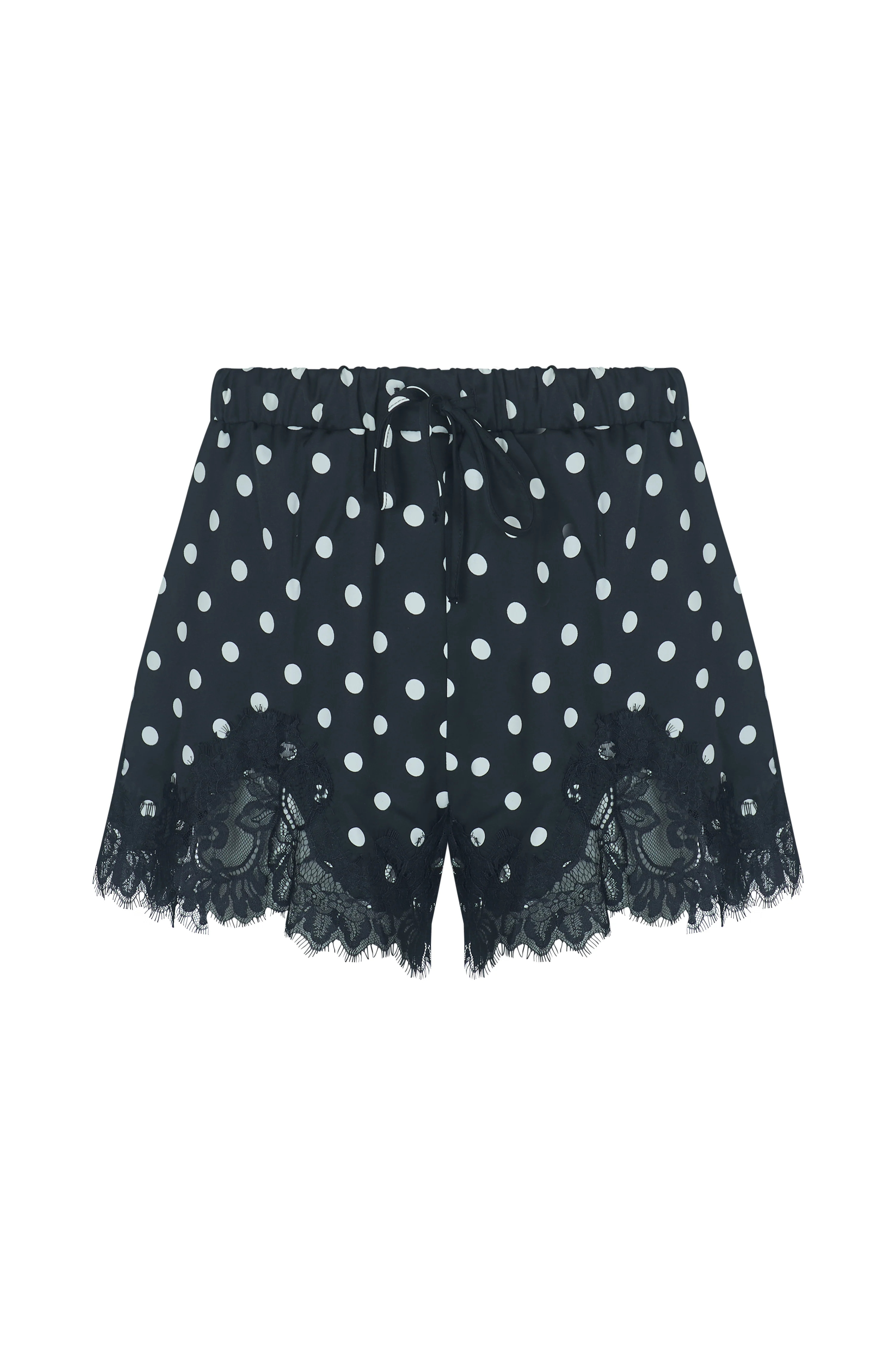 LEOLA Black Polkadot Lace Shorts | Noughts and Kisses