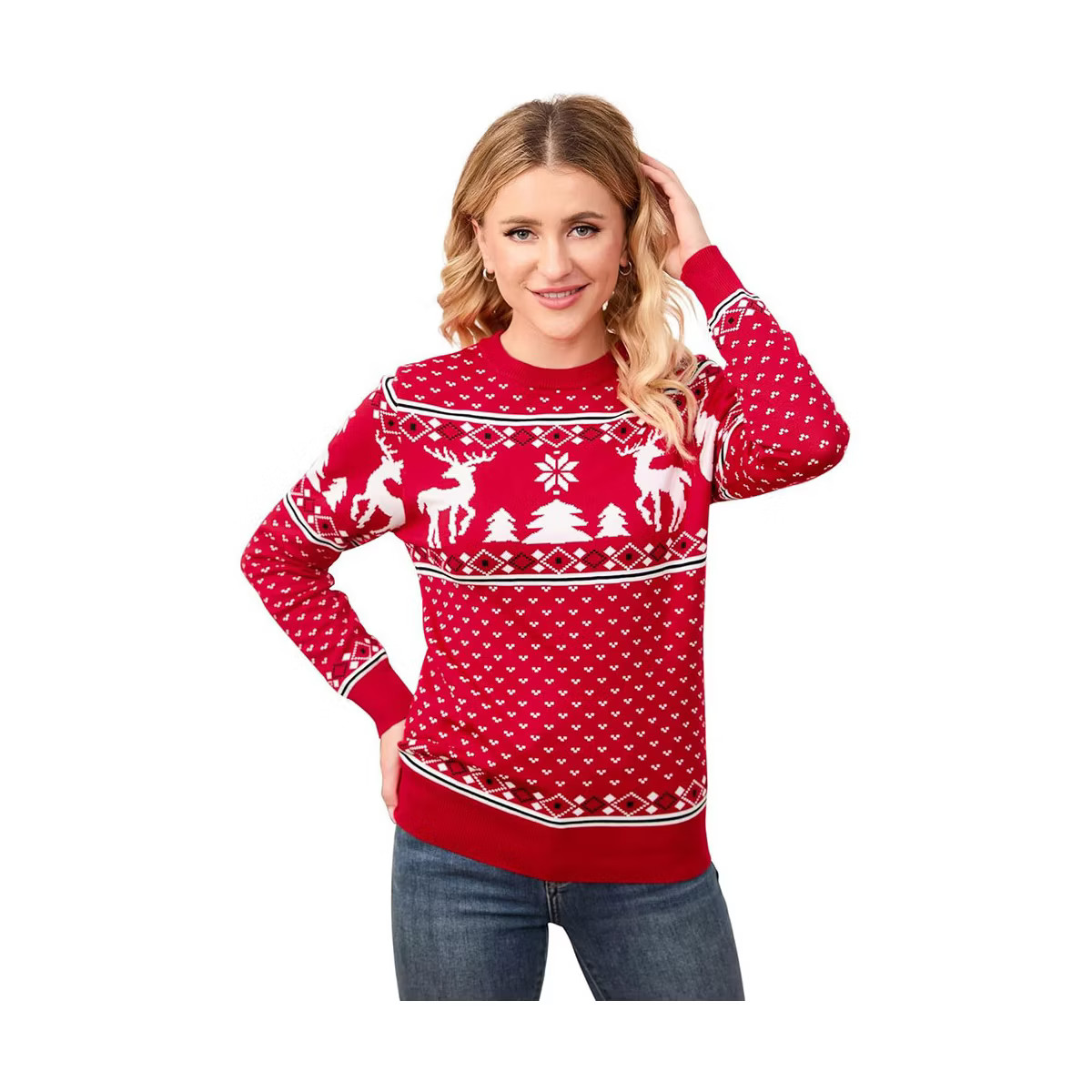 Christmas Sweaters for Women 2025 Festive Sweaters with Jacquard Reindeer Pattern Winter Pullover... | Target