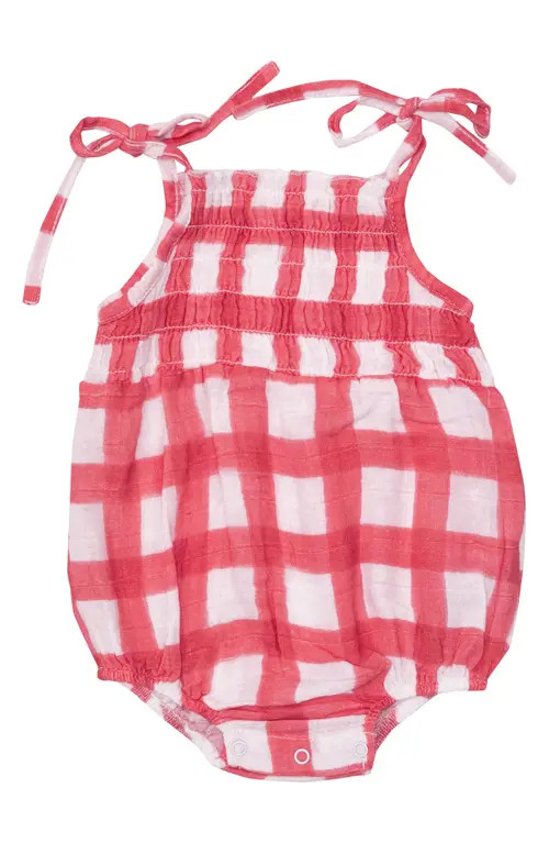Angel Dear Painted Gingham Tie Strap Romper in Red at Nordstrom, Size 0-3M | Nordstrom