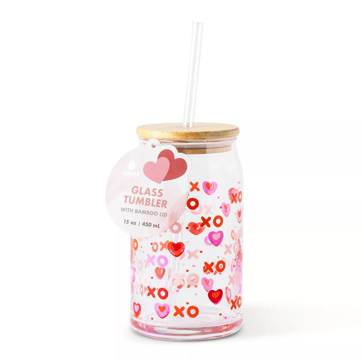 Manna 15oz Glass XOXO Hearts Toss Tumbler | Target