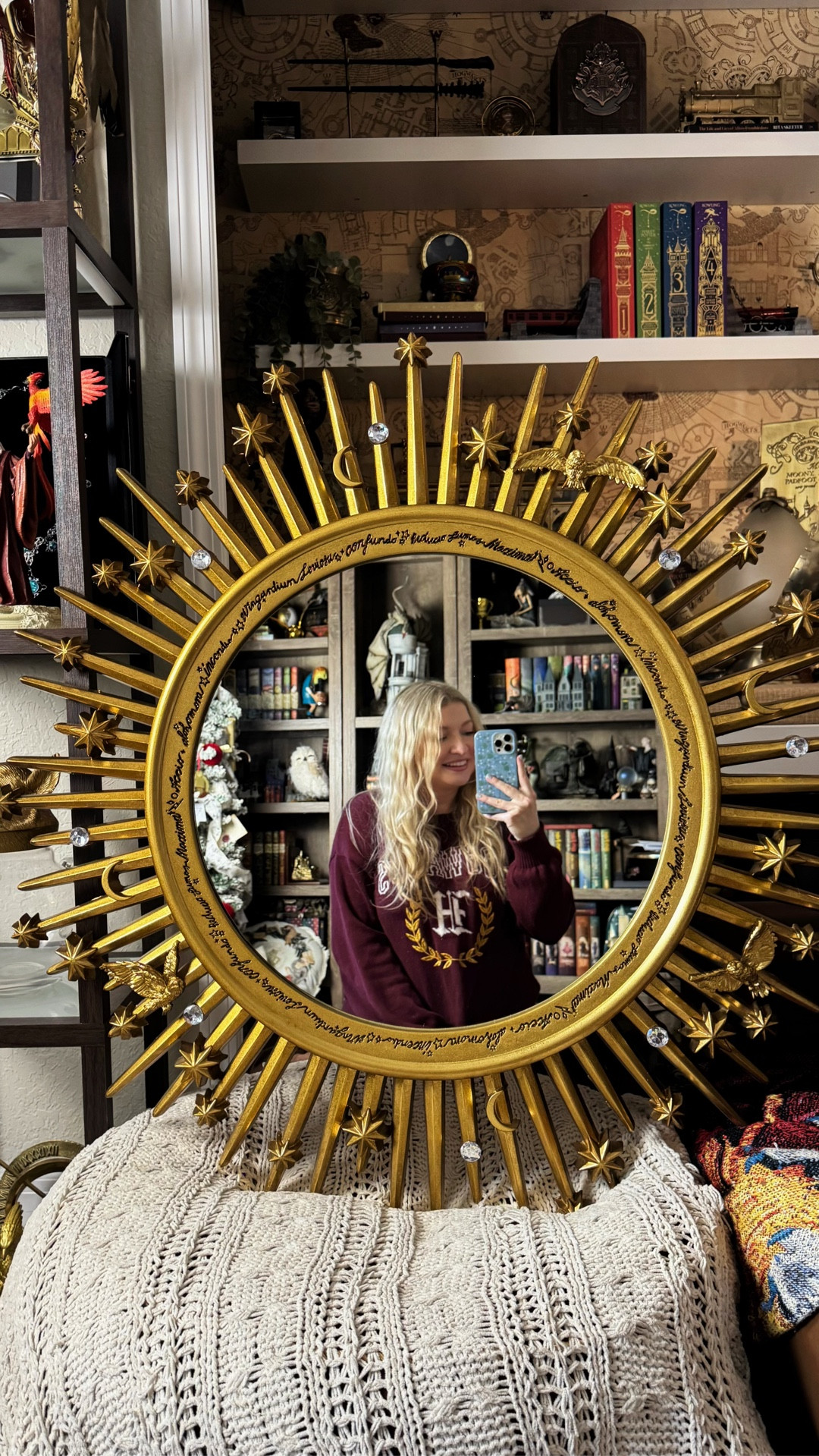 Celestial mirror of my dreams 🌙✨

How pretty is this Harry Potter Celestial mirror?! I love subtle details throughout the mirror are. So if you’re a fan you’ll know instantly, but if you’re not you’ll just see a beautiful mirror. My favorite details are the spells lining the mirror and the little Hedwigs 🤩

- size: 35.5”
- hardware included


#LTKSaleAlert #LTKdayinmylife #LTKHome