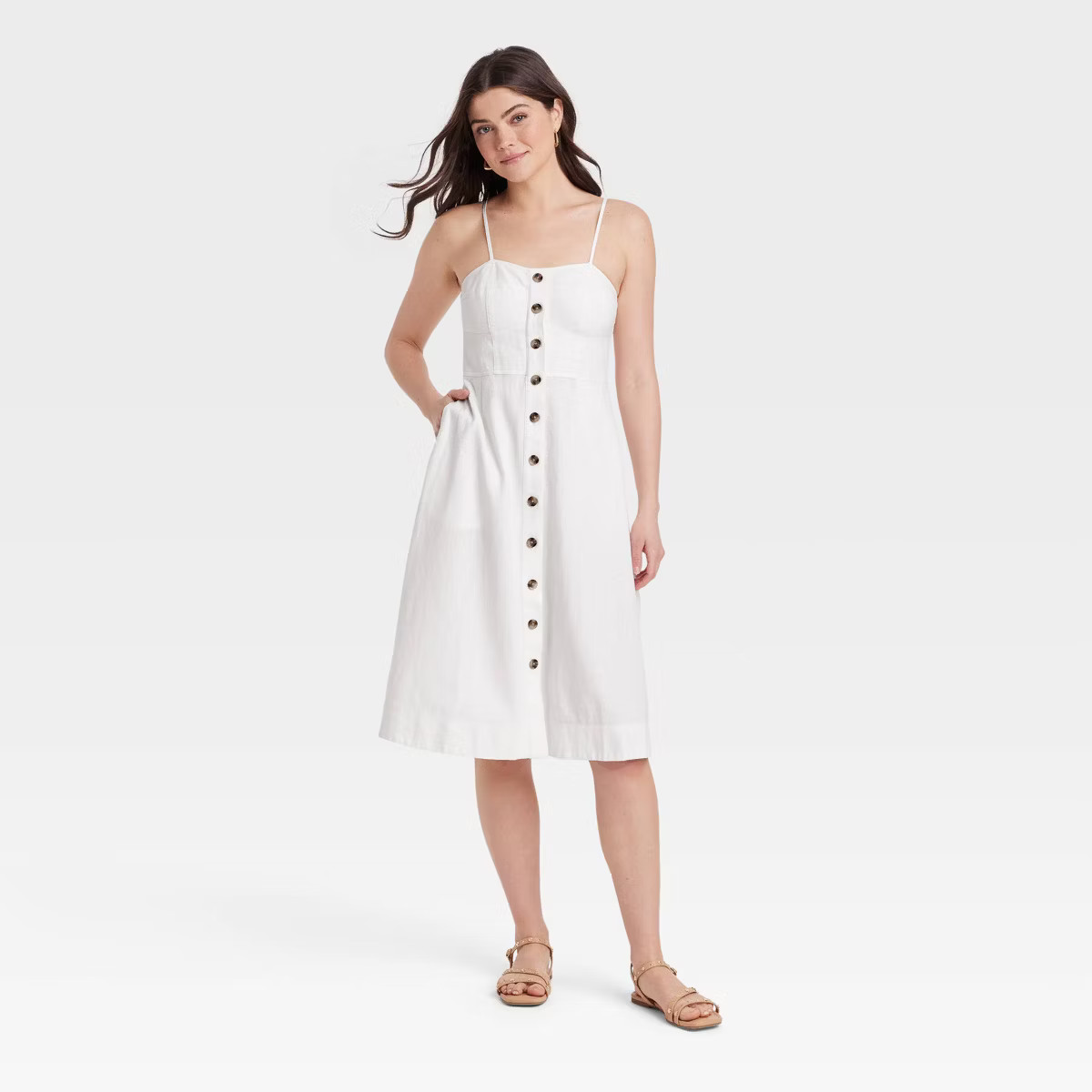 Women's Corset Linen Midi A-Line Dress - Universal Thread™ | Target