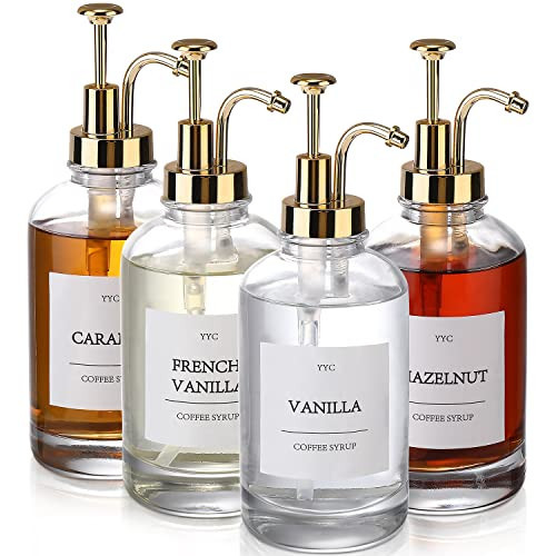 Coffee Bar AccessoriesCoffee Syrup Dispenser for Coffee Bar,YYC Pump w Labels,Glass 4 Pack,16.9oz Bottles | Amazon (US)