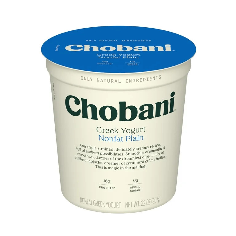 Chobani Non-Fat Greek Yogurt Plain 32 oz Tub | Walmart (US)
