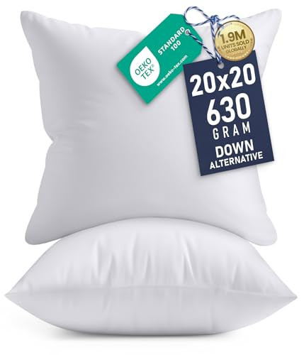 Utopia Bedding 20x20 Pillow Inserts, Set of 2, White – Indoor Decorative Throw Pillows for Bed, Sofa & Couch – Soft, Supportive & Fluffy Cushion Inserts | Amazon (US)