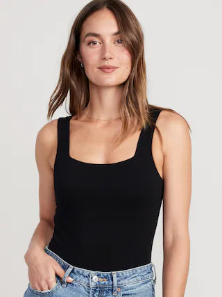 Fitted Sleeveless Square-Neck Bodysuit for Women | Old Navy (US)