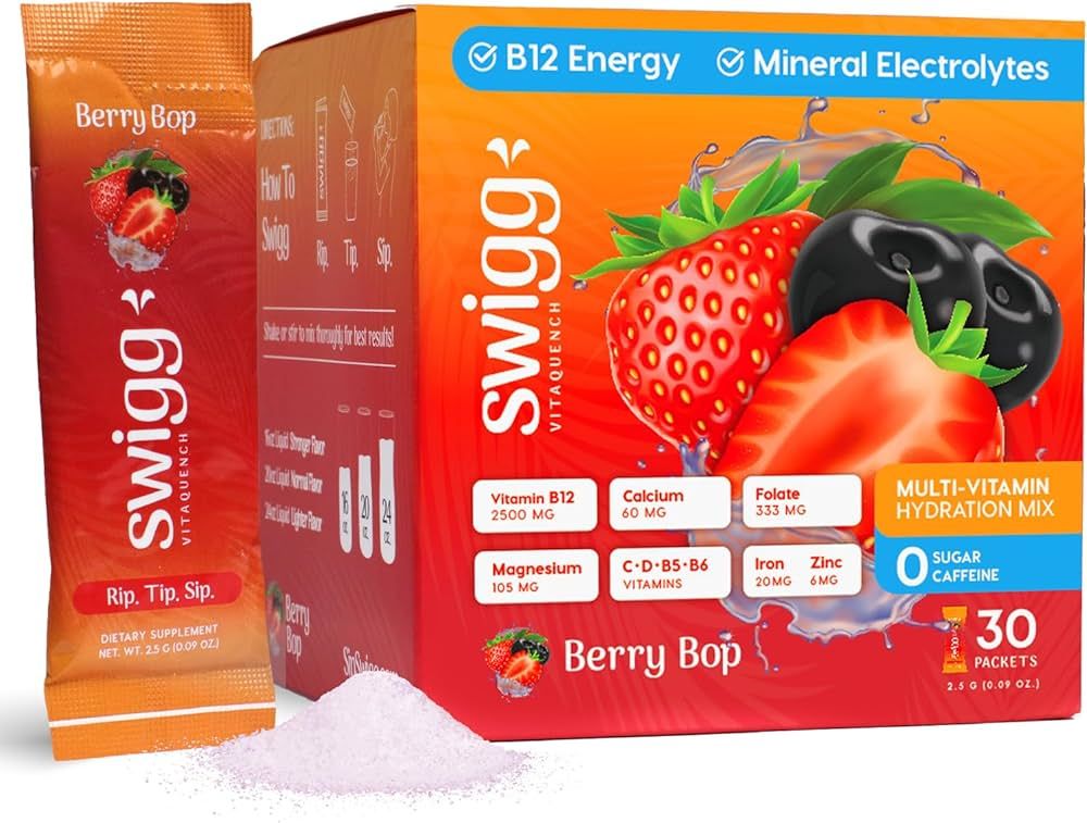 Electrolytes Powder Packets Daily Multi Vitamin Water Hydration Packet Powder No Sugar 2500 mcg B... | Amazon (US)