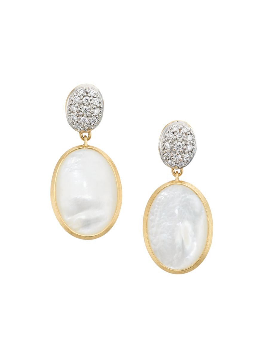 Siviglia 18K Yellow Gold, Mother-Of-Pearl & 0.2 TCW Diamond Drop Earrings | Saks Fifth Avenue