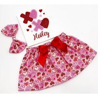 Valentine's Day Girls Outfit Set/Xoxo Embroidered Shirt/ Red & Pink Glitter Skirt/ Personalize Name | Etsy (US)