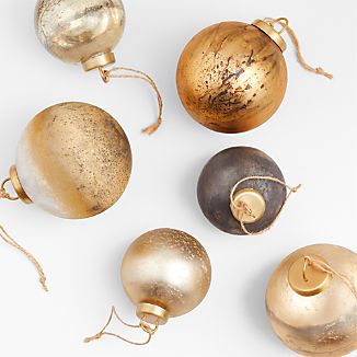 Textured Metallic Glass Ball Christmas Tree Ornaments, Set of 6 + Reviews | Crate & Barrel | Crate & Barrel