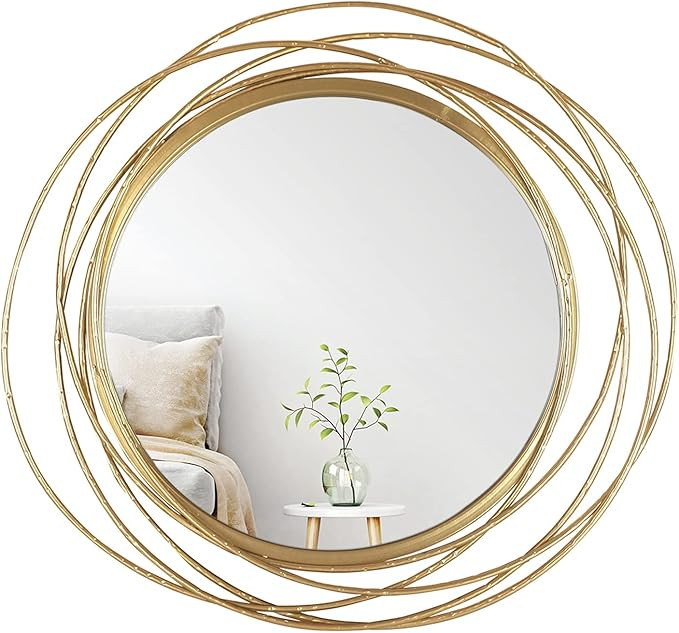 Mirrorize Round Gold Mirror 20" for Living Room Wall Decor, Gold Accent Framed Circle Bathroom Mi... | Amazon (US)