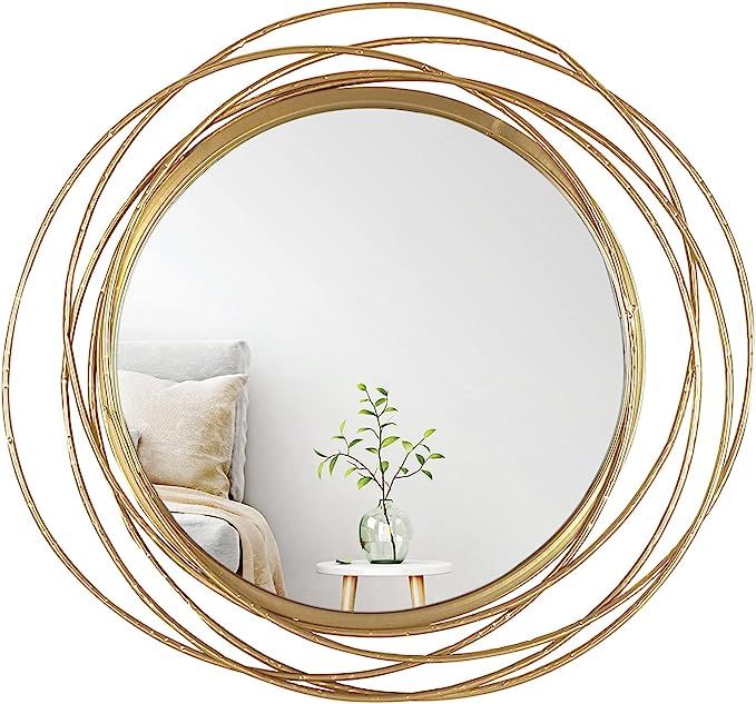 Mirrorize Round Gold Mirror 20" for Living Room Wall Decor, Gold Accent Framed Circle Bathroom Mi... | Amazon (US)