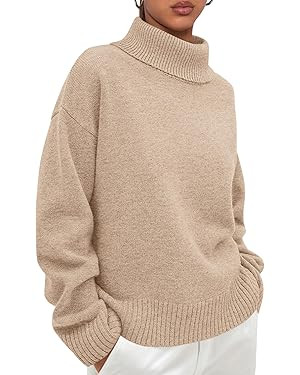 PRETTYGARDEN Womens Turtleneck Long Sleeve Sweater 2025 Fall Trendy Loose Fit Casual Tops Chunky ... | Amazon (US)