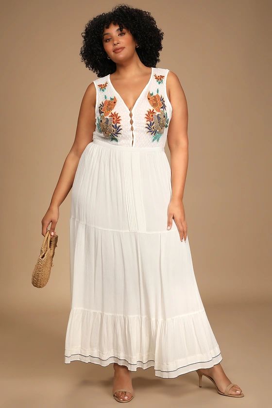 Tickets To Paradise White Embroidered Maxi Dress | Lulus (US)