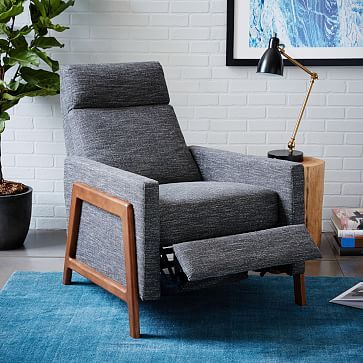 Spencer Wood-Framed Upholstered Recliner | West Elm (US)