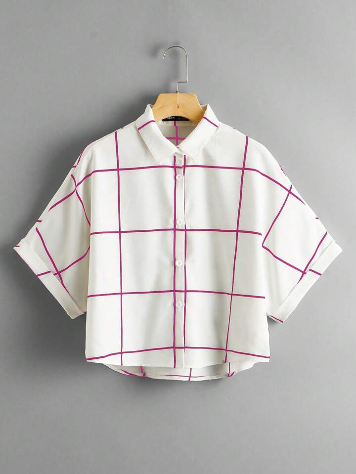 SHEIN LUNE Gingham Weave Shirt | SHEIN