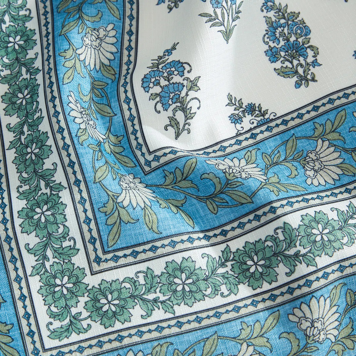 Tropez Block Print Geometric Stain & Water Resistant Polyester Rectangle Tablecloth | Wayfair North America