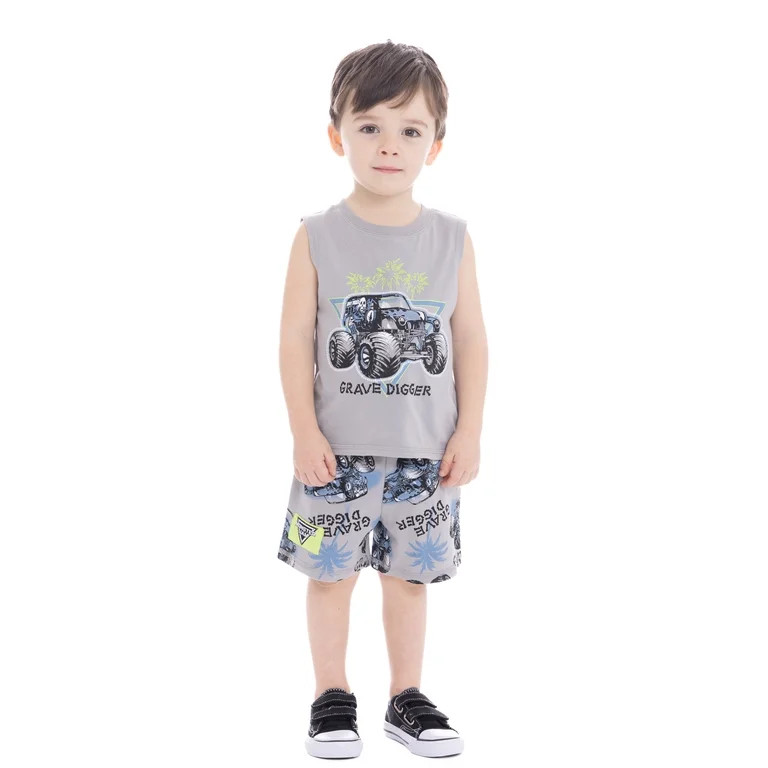 Monster Jam Toddler Boys Graphic Print Tank Top and Shorts Set, 2-Piece, Sizes 12M-5T | Walmart (US)