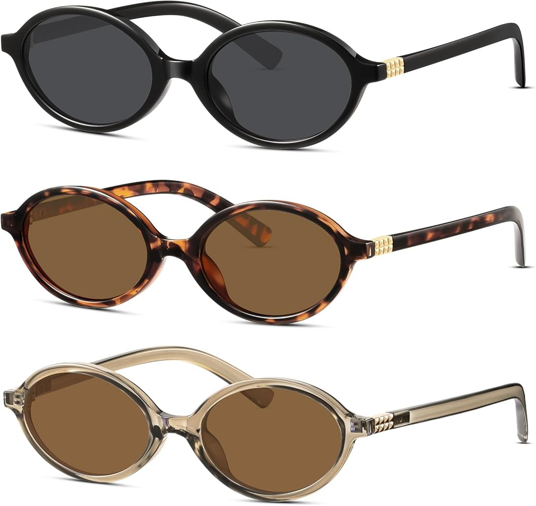 KUGUAOK Retro Oval Sunglasses for Women Trendy Small Frame 90s Sun Glasses UV Protection Y2k Fash... | Amazon (US)